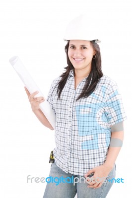 Architect Wearing Helmet Stock Photo