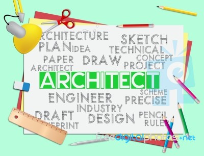 Architect Words Means Architecture Draftsman And Hiring Stock Image Architect Words Means Architecture Draftsman And Hiring Stock Image