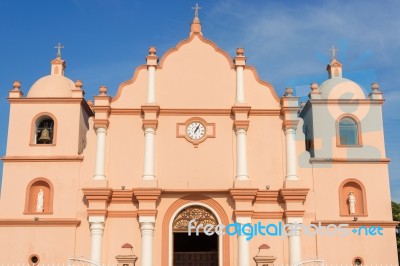 Architectural Details Of The Facade Of The Catholic Church In Bo… Stock Photo