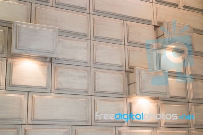 Architecture Interior White Cubes Light Wall Stock Photo