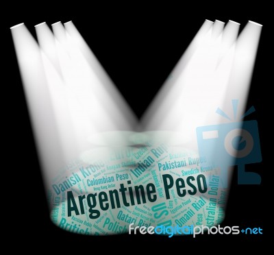 Argentine Peso Indicates Worldwide Trading And Coin Stock Image