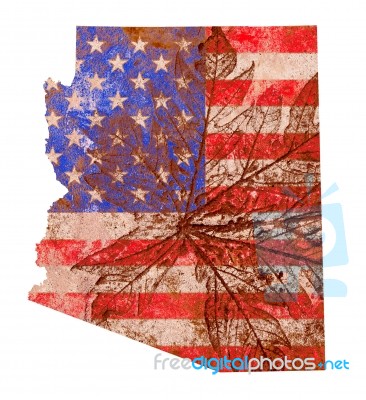 Arizona State Map Flag Pattern Stock Image