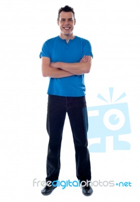 Arms Crossed Young Man Standing Stock Photo