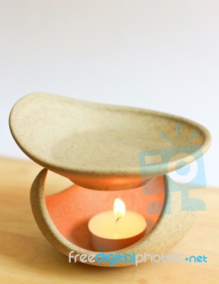 Aromatherapy Lamp And Candle Stock Photo