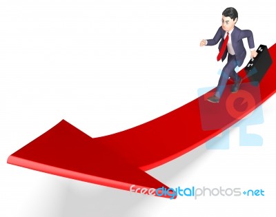 Arrow Character Indicates Business Person And Ahead 3d Rendering… Stock Image