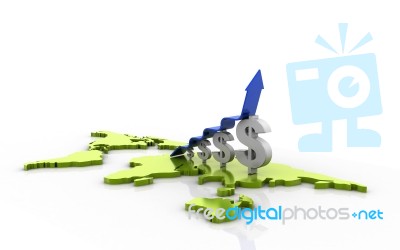 Arrow Graph With Dollar Sign Stock Image