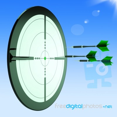 Arrows Aiming Target Shows Perfect Performance Stock Image