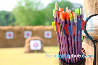 Arrows And Target Archery Stock Photo
