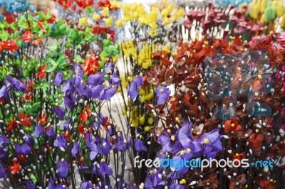 Artificial Flowers Fabric Stock Photo