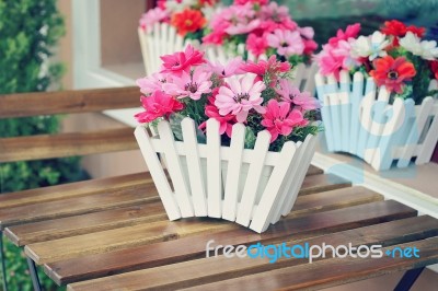 Artificial Flowers Pot Stock Photo