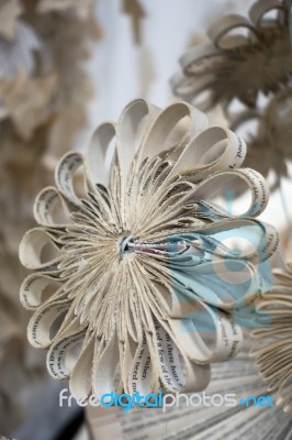 Artistic Flower Display Made Of Paper At The Millennium Centre I… Stock Photo