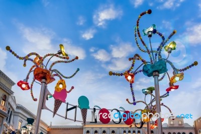 Arty Lights In St Mark's Square Venetian Hotel Las Vegas Stock Photo