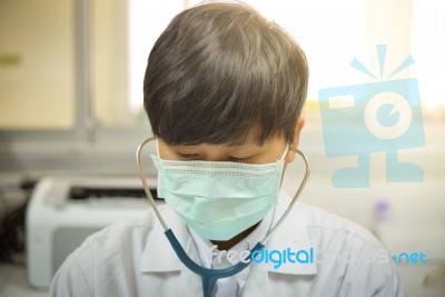 Asia Scientist Working In Biological Laboratory Stock Photo