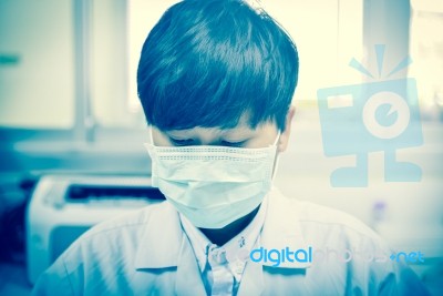 Asia Scientist Working In Biological Laboratory Stock Photo