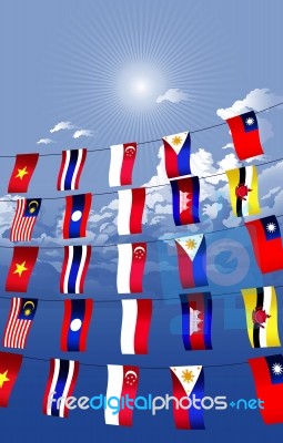 Asian Flags Stock Image