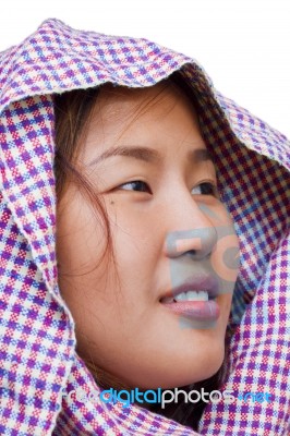 Asian Girl Isolated On White Background Stock Photo