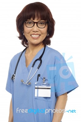 Asian Surgeon With Stethoscope Stock Photo