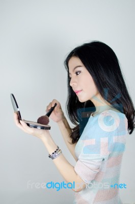 Asian Woman Make Up Stock Photo