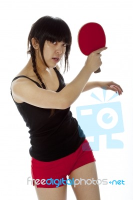 Asian woman playing backhand Stock Photo