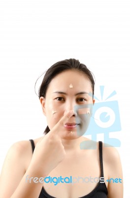 Asian Young Woman Make Up Stock Photo