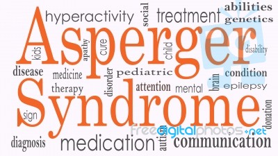 Asperger Syndrome Word Cloud Collage, Health Concept Stock Image