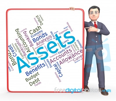 Assets Words Represents Owned Capital And Holdings Stock Image