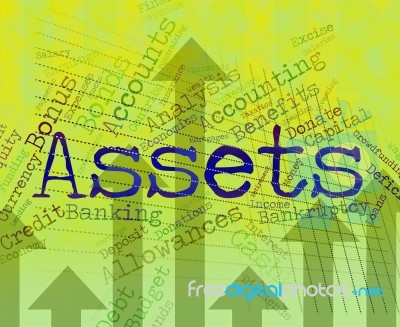 Assets Words Represents Owned Valuables And Belongings Stock Image