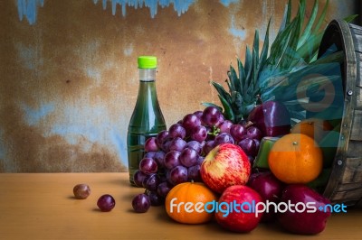 Assorted Fresh Fruits From The Garden Stock Photo