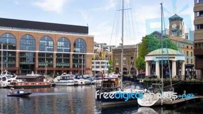Assortment Of Boats In St Katherine's Dock London Stock Photo
