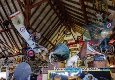 Assortment Of Items In The Motor Museum At Bourton-on-the-water Stock Photo
