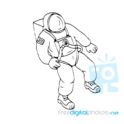 Astronaut Floating In Space Drawing Stock Image