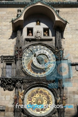 Astronomical Clock At The Old Town City Hall In Prague Stock Photo