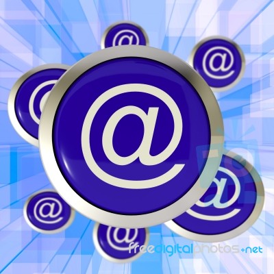 At Symbol Buttons Showing Online Correspondence Stock Image