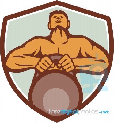 Athlete Weightlifter Lifting Kettlebell Crest Retro Stock Image Athlete Weightlifter Lifting Kettlebell Crest Retro Stock Image