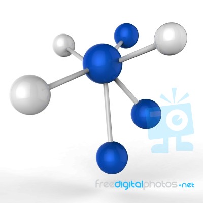 Atom Molecule Represents Scientific Chemistry And Experiments Stock Image