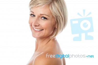 Attractive Aged Lady Facing Camera Stock Photo Attractive Aged Lady Facing Camera Stock Photo