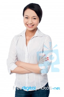 Attractive Asian Girl Posing Confidently Stock Photo