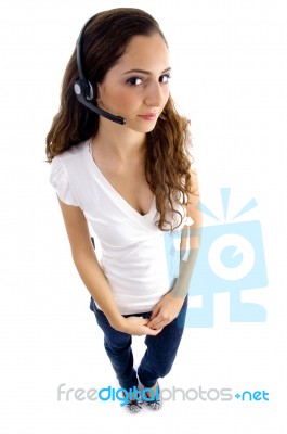 Attractive Female Wearing Headphone Stock Photo Attractive Female Wearing Headphone Stock Photo