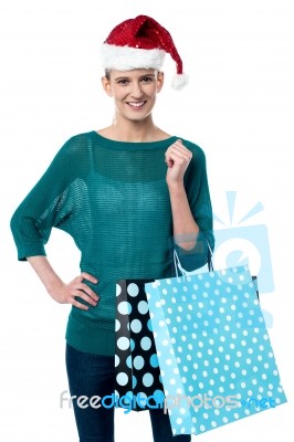 Attractive Woman Posing With Shopping Bags Stock Photo