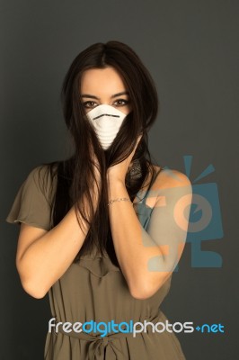 Attractive Woman With Protective Mask Stock Photo