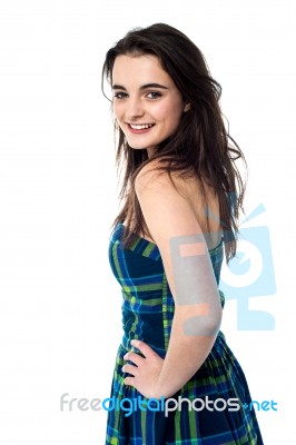 Attractive Young Girl Posing With Hand On Waist Stock Photo