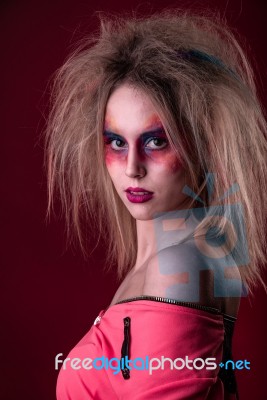 Attractive Young Girl With Disheveled Hair Stock Photo