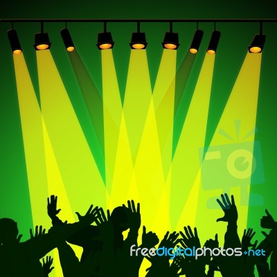 Audience Spotlight Represents Backdrop Backgrounds And Entertain… Stock Image