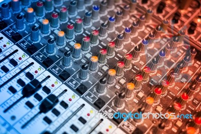 Audio Mixing Table Stock Photo
