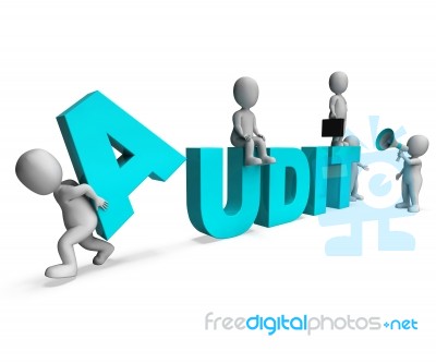 Audit Characters Shows Auditors Auditing Or Scrutiny Stock Image