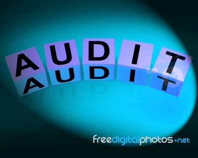 Audit Dice Refer To Investigation Examination And Scrutiny Stock Image