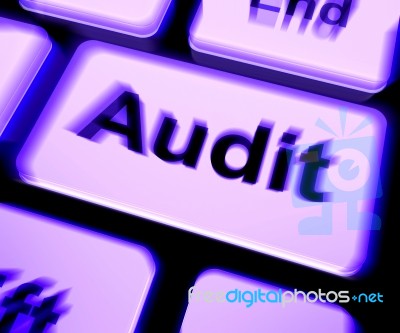 Audit Keyboard Shows Auditor Validation Or Inspection Stock Image
