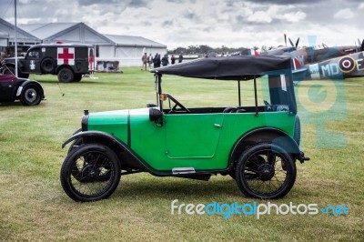 Austin Seven Parked On The Airfield At The Goodwood Revival Stock Photo