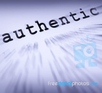 Authentic Definition Displays Authenticity Guaranteed Or Genuine… Stock Image