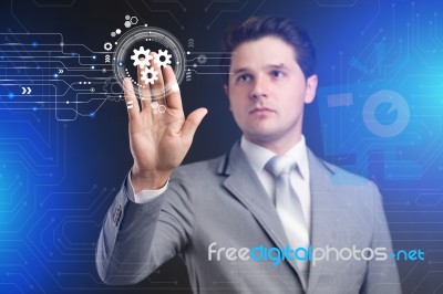 Automation Software Technology. Protect Business Mechanism Conce… Stock Photo